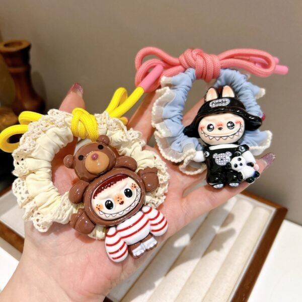 2pcs Cute cartoon three-dimensional labubu cloth head rope